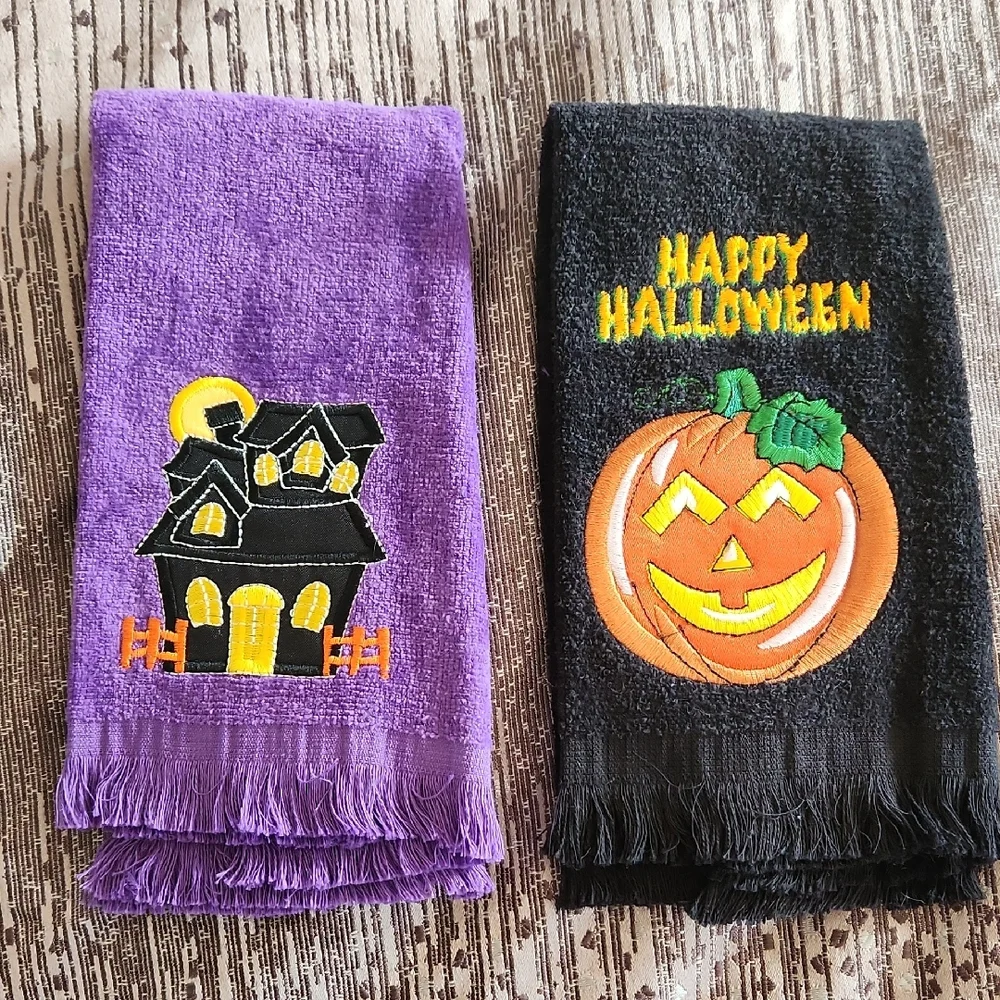 Halloween Themed Hand Towels - Purple and Black